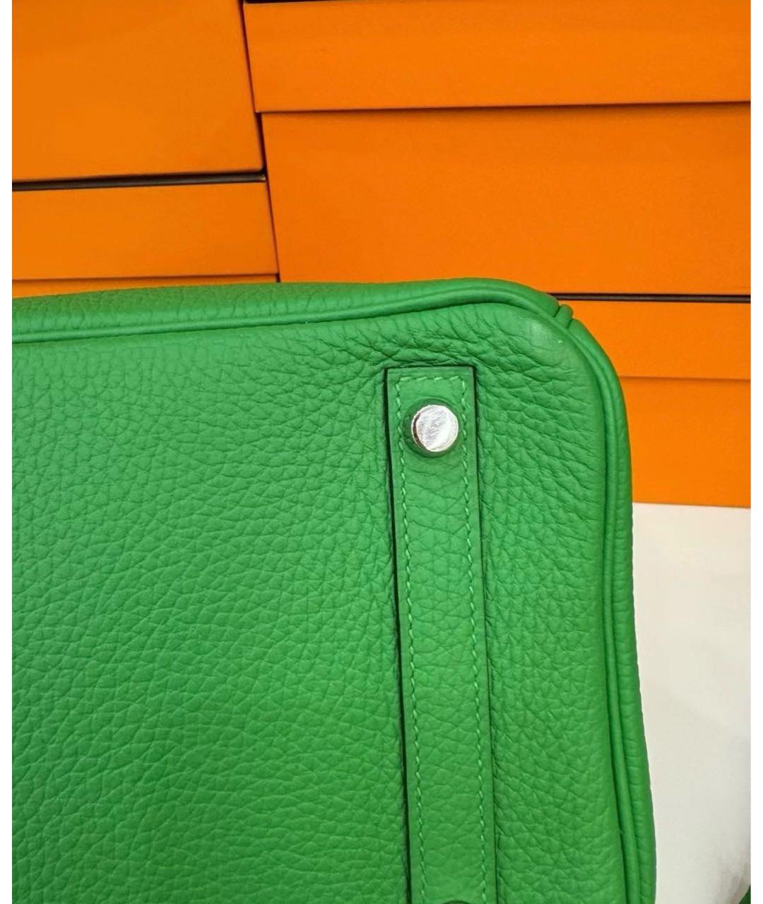 HERMES Зеленая кожаная сумка с короткими ручками, фото 7
