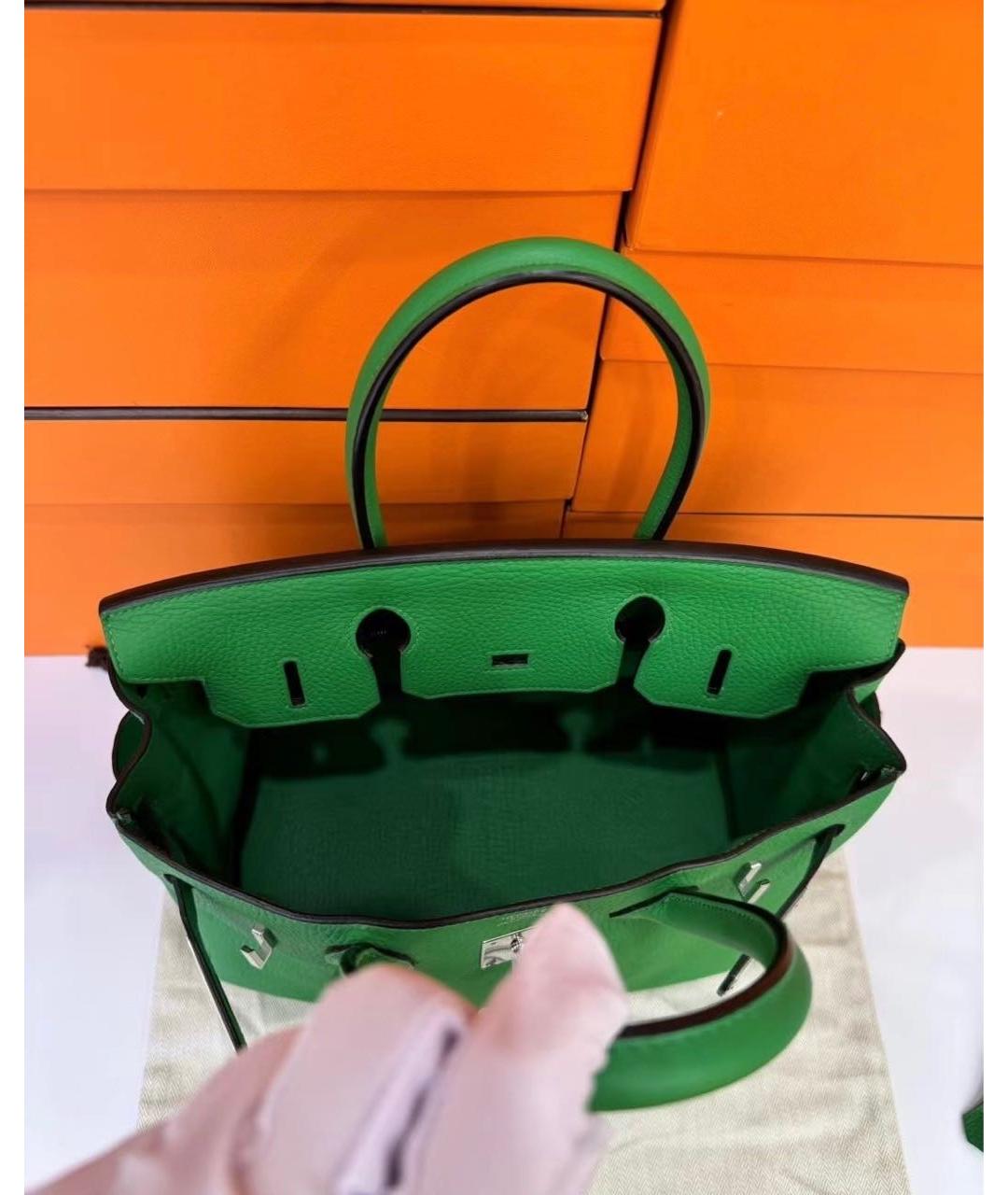 HERMES Зеленая кожаная сумка с короткими ручками, фото 8