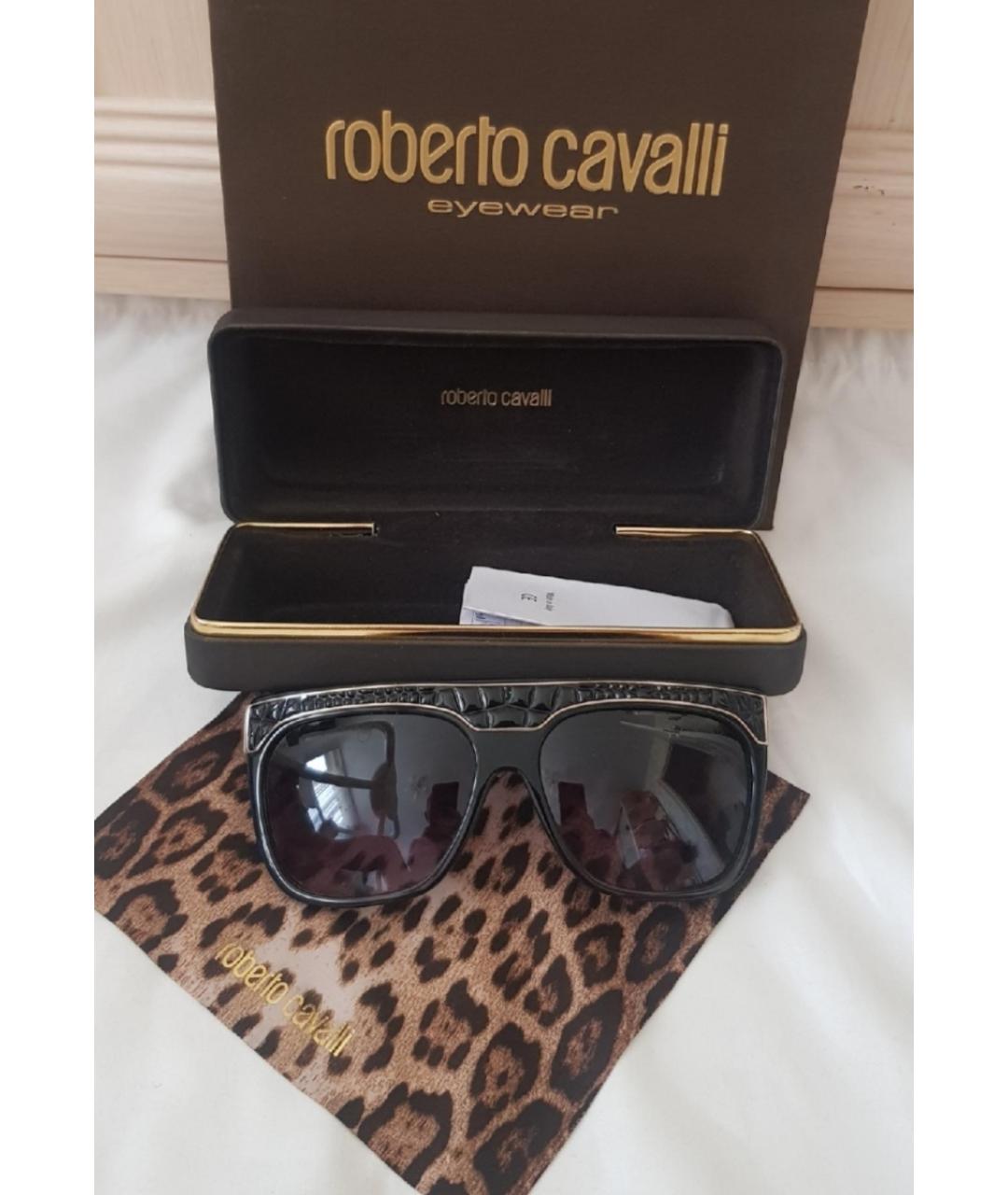 ROBERTO CAVALLI Черные пластиковые солнцезащитные очки, фото 7