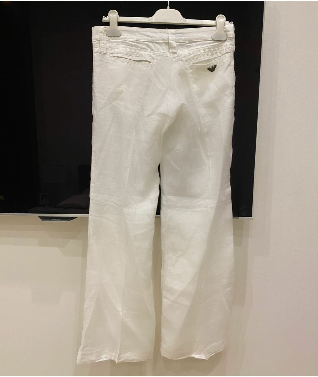 ARMANI JEANS Белые льняные прямые брюки, фото 2