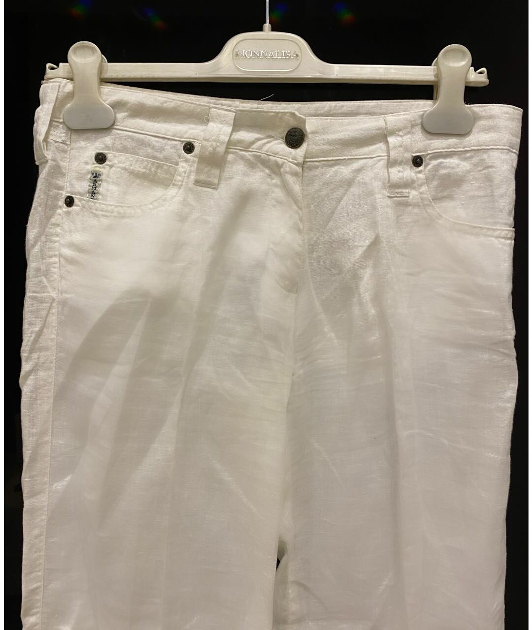 ARMANI JEANS Белые льняные прямые брюки, фото 3