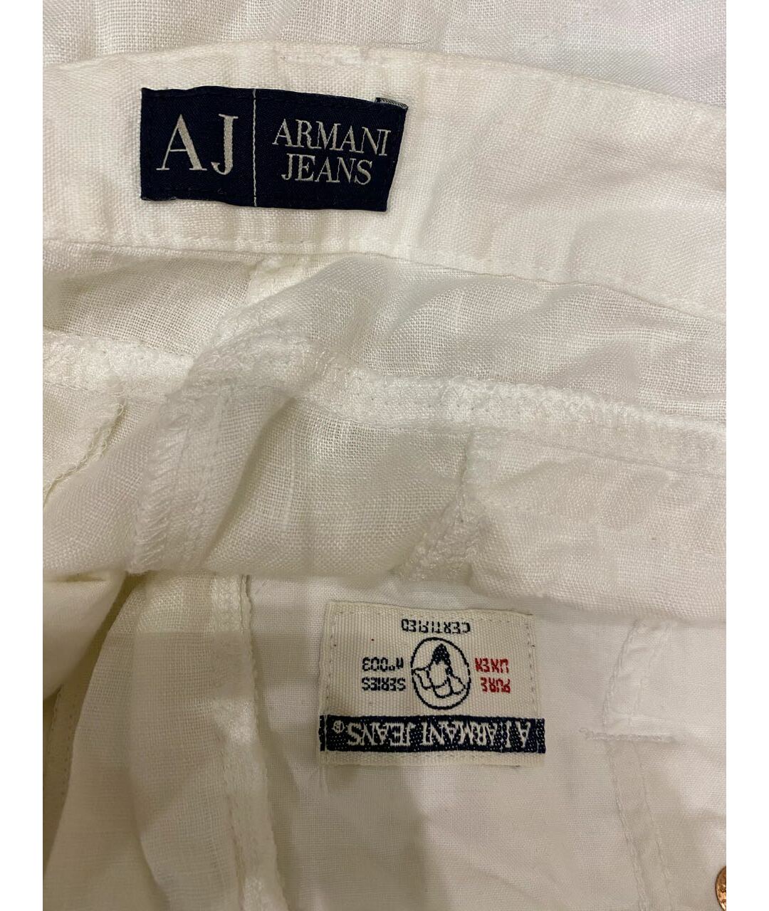 ARMANI JEANS Белые льняные прямые брюки, фото 4