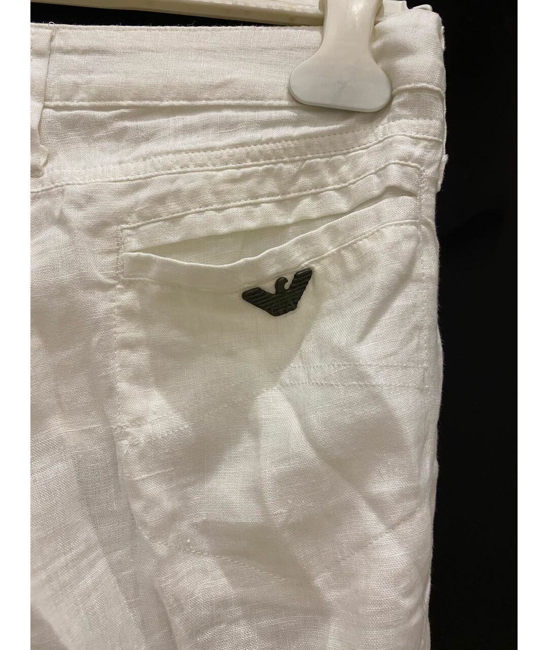 ARMANI JEANS Белые льняные прямые брюки, фото 6