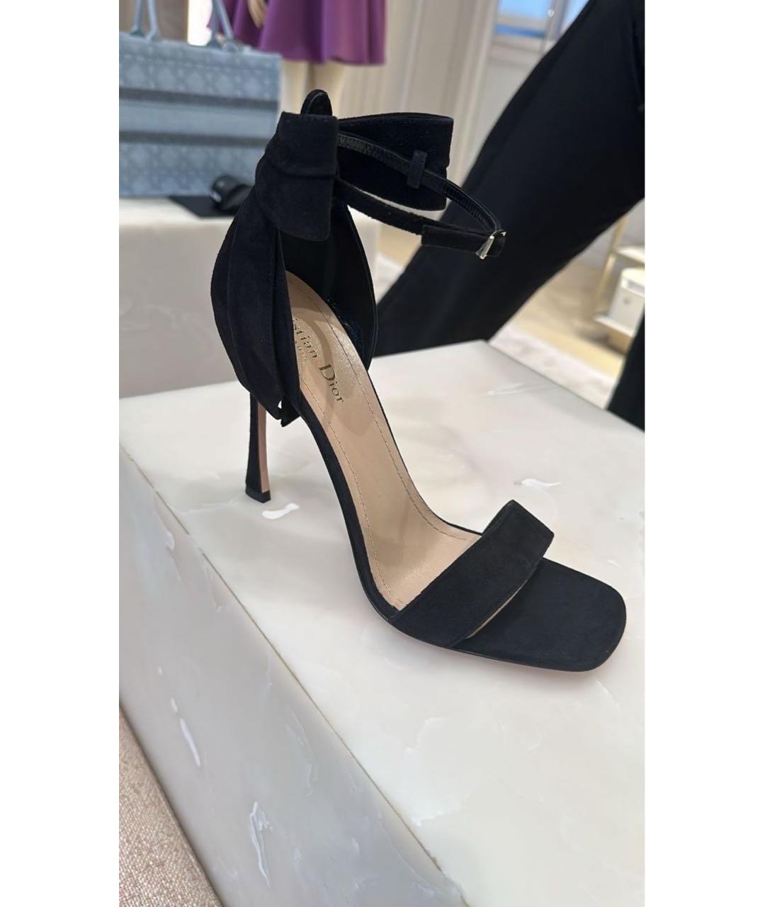 CHRISTIAN DIOR Черные замшевые босоножки, фото 5