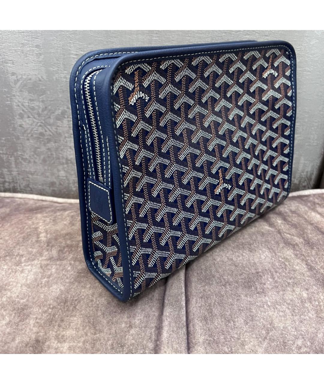 GOYARD Темно-синяя кожаная папка для документов, фото 2