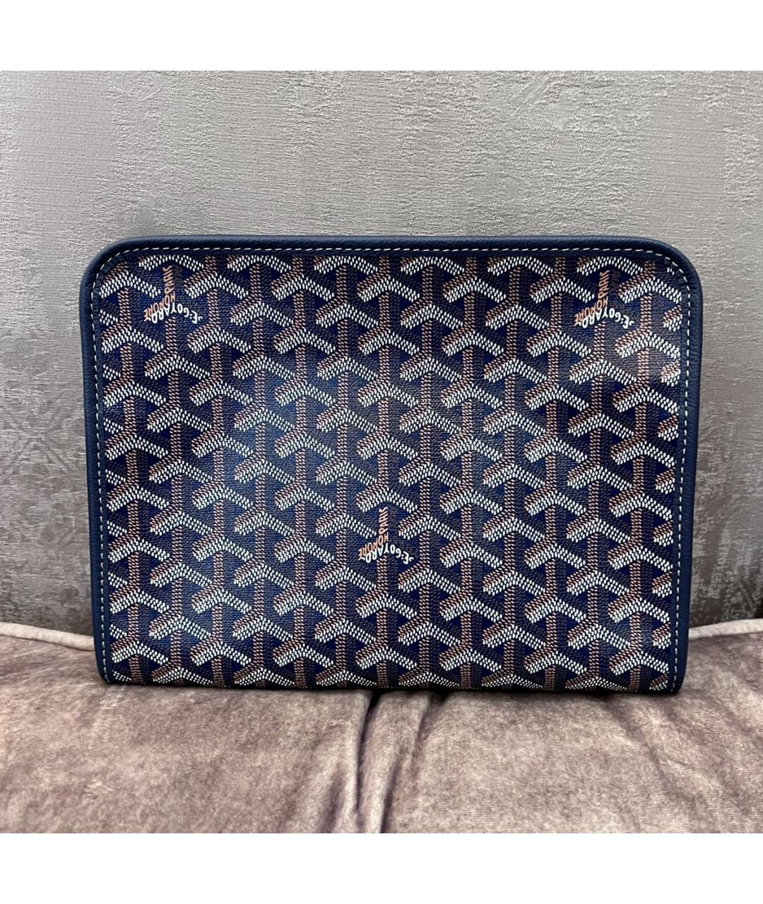 GOYARD Темно-синяя кожаная папка для документов, фото 3