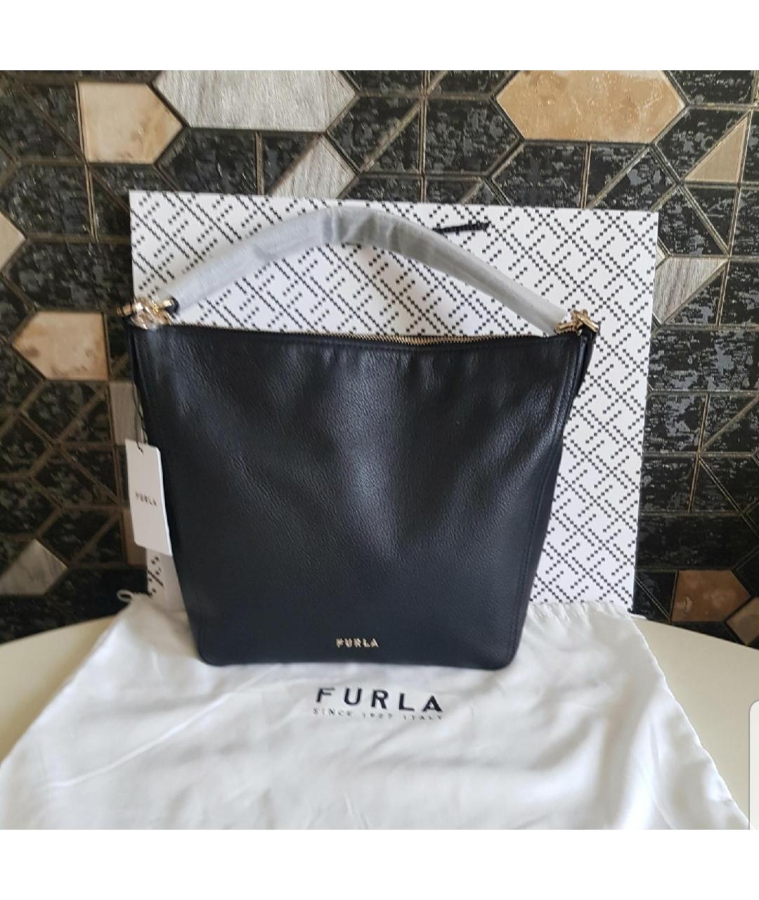 FURLA Черная кожаная сумка с короткими ручками, фото 10