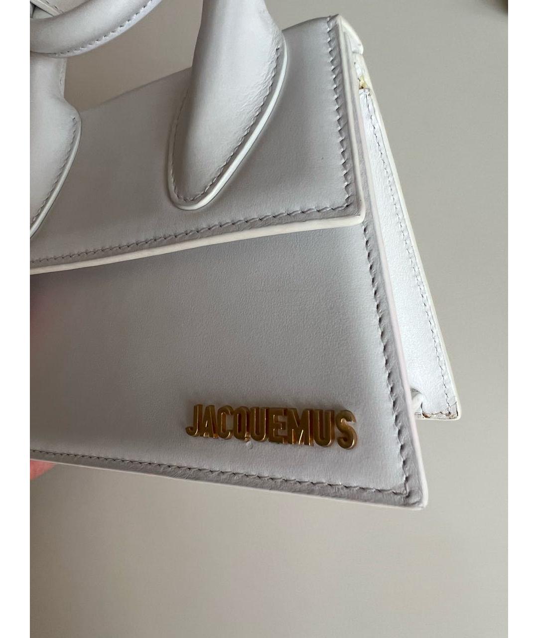JACQUEMUS Белая кожаная сумка с короткими ручками, фото 5