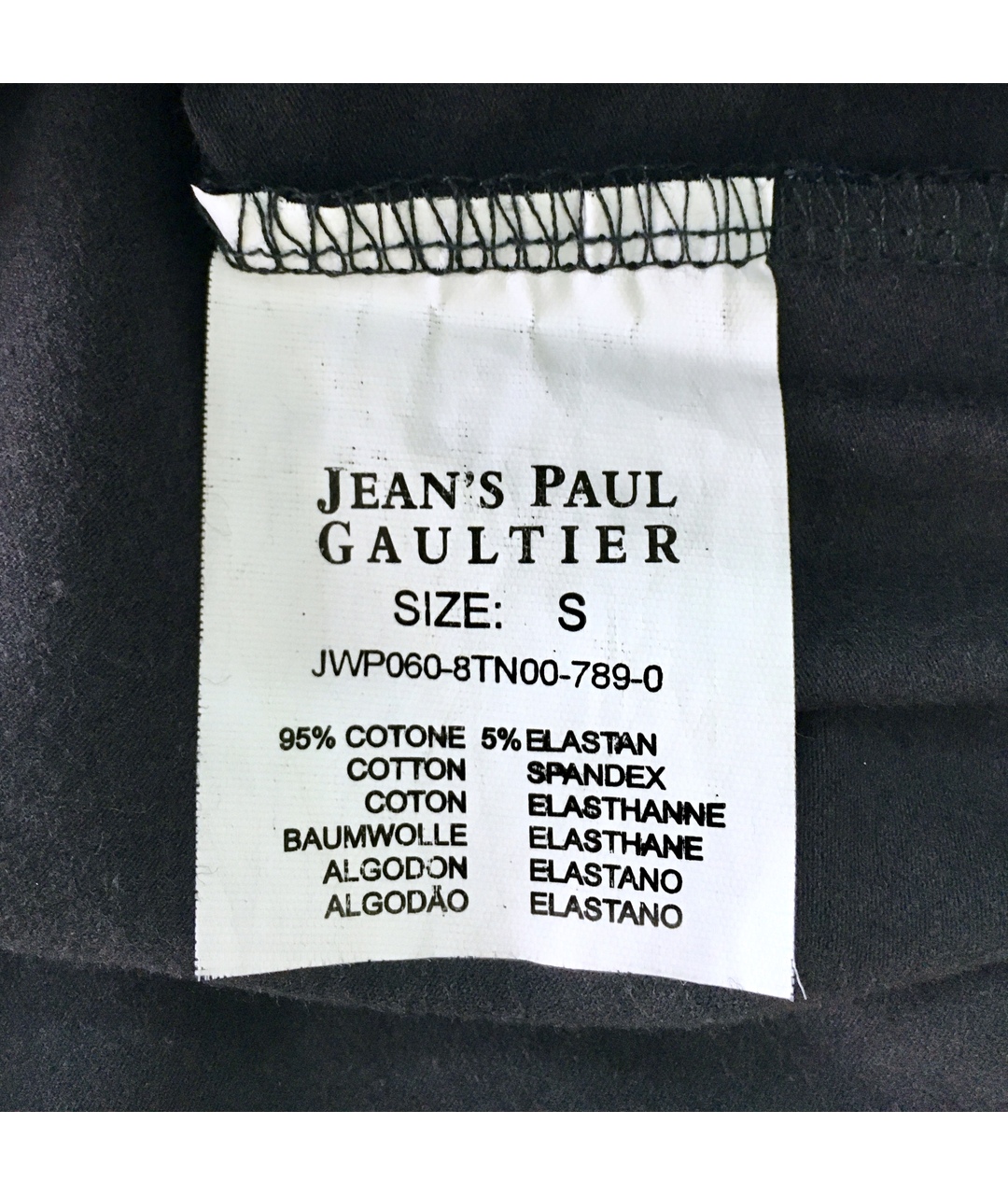 JEAN PAUL GAULTIER Темно-синяя хлопко-эластановая футболка, фото 6