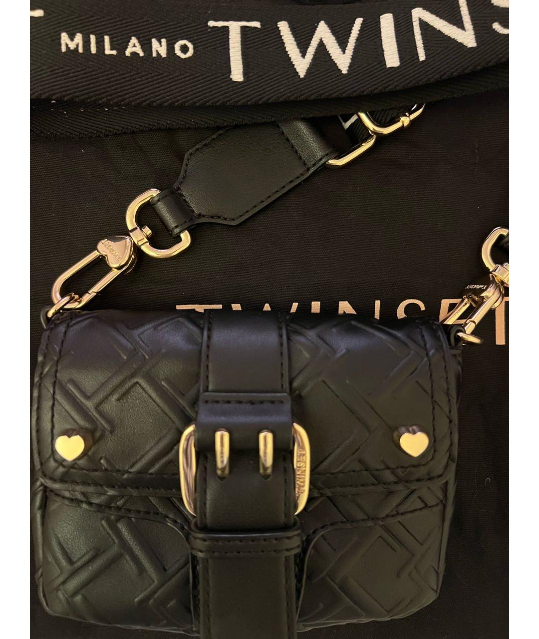 TWIN-SET Черная сумка через плечо из искусственной кожи, фото 5