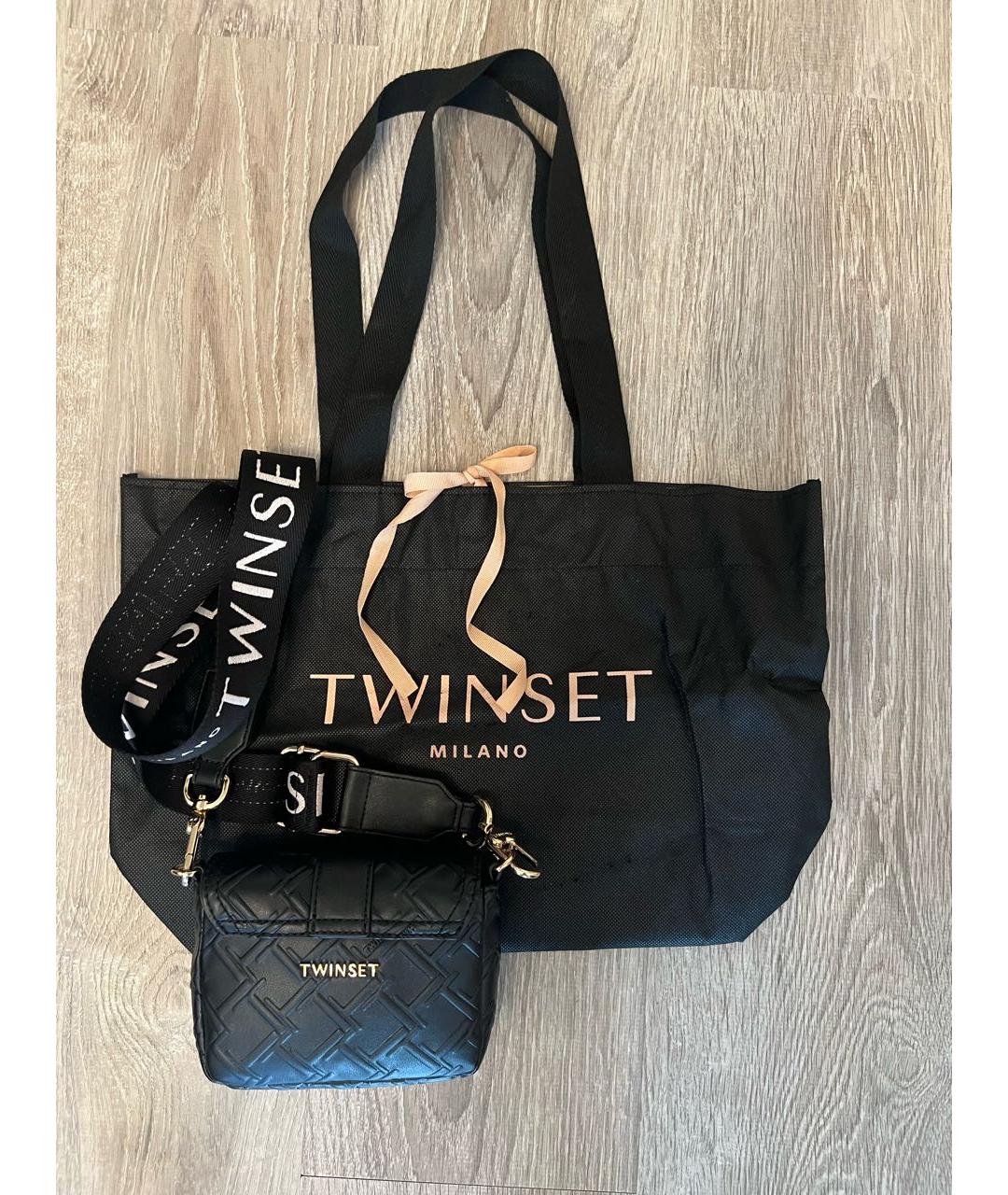 TWIN-SET Черная сумка через плечо из искусственной кожи, фото 4