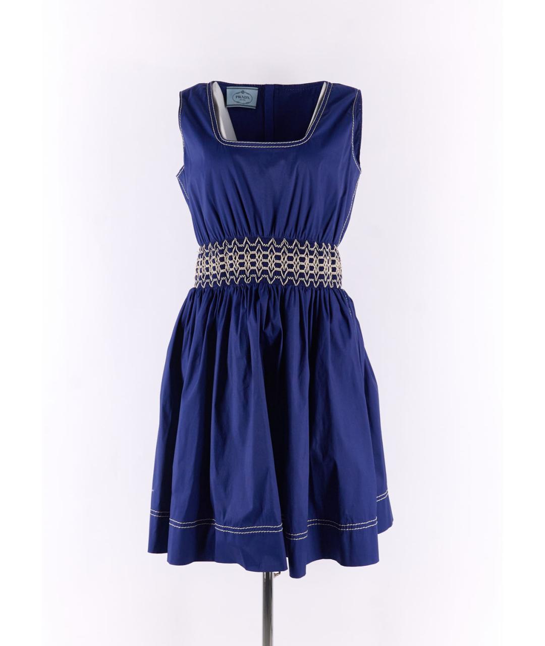 PRADA Темно-синее хлопко-эластановое вечернее платье, фото 5