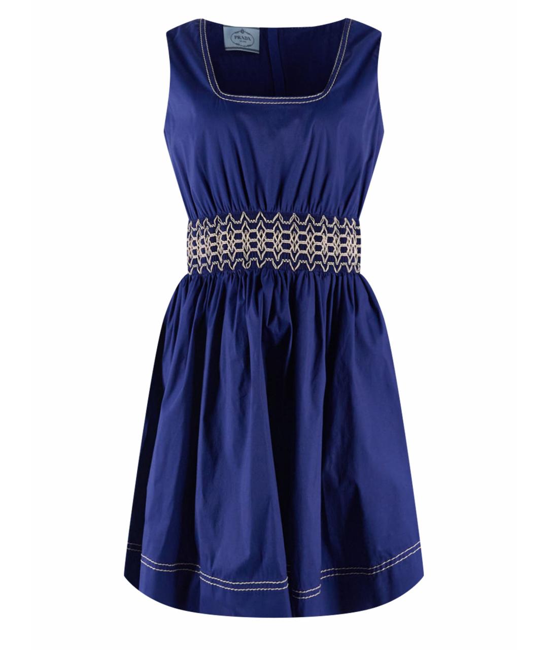 PRADA Темно-синее хлопко-эластановое вечернее платье, фото 1