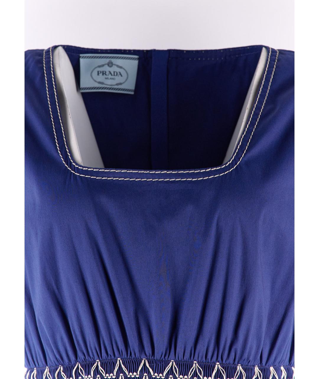 PRADA Темно-синее хлопко-эластановое вечернее платье, фото 4