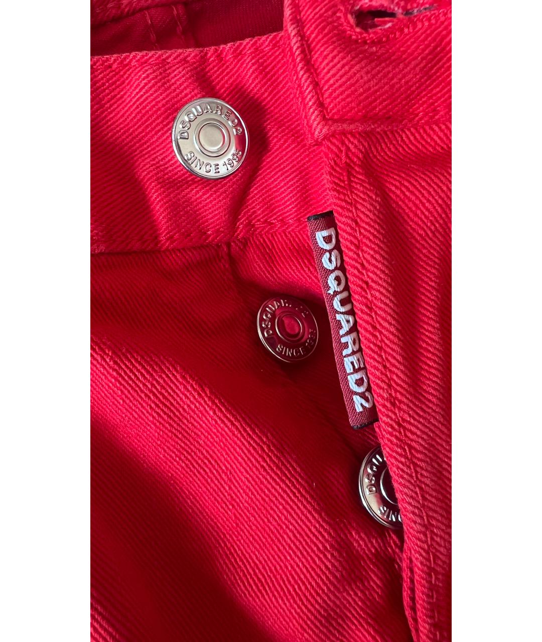 DSQUARED2 Красные хлопковые джинсы скинни, фото 4