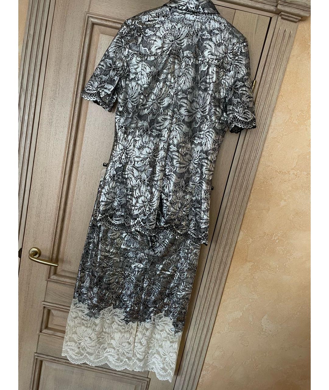 PACO RABANNE Серебрянный кружевной костюм с юбками, фото 3