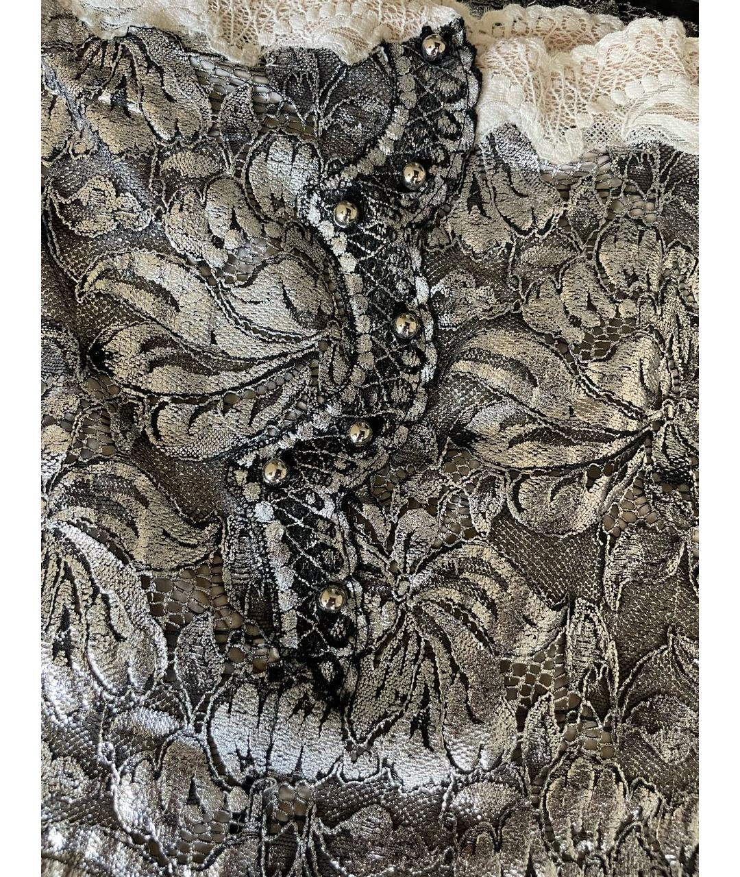 PACO RABANNE Серебрянный кружевной костюм с юбками, фото 5