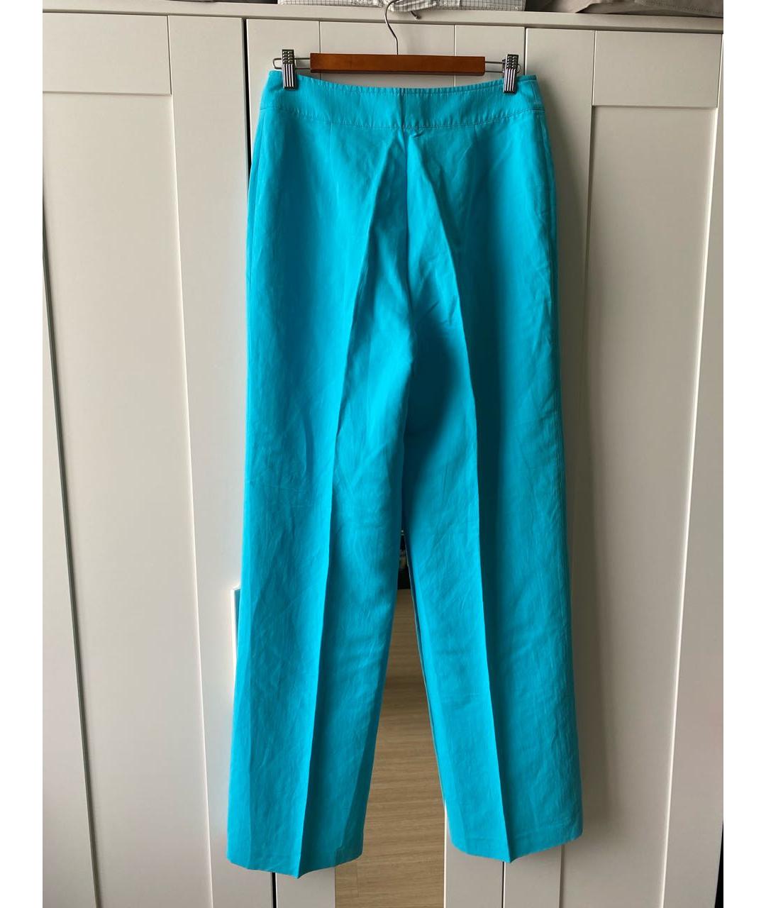 BURBERRY Голубые льняные брюки широкие, фото 2