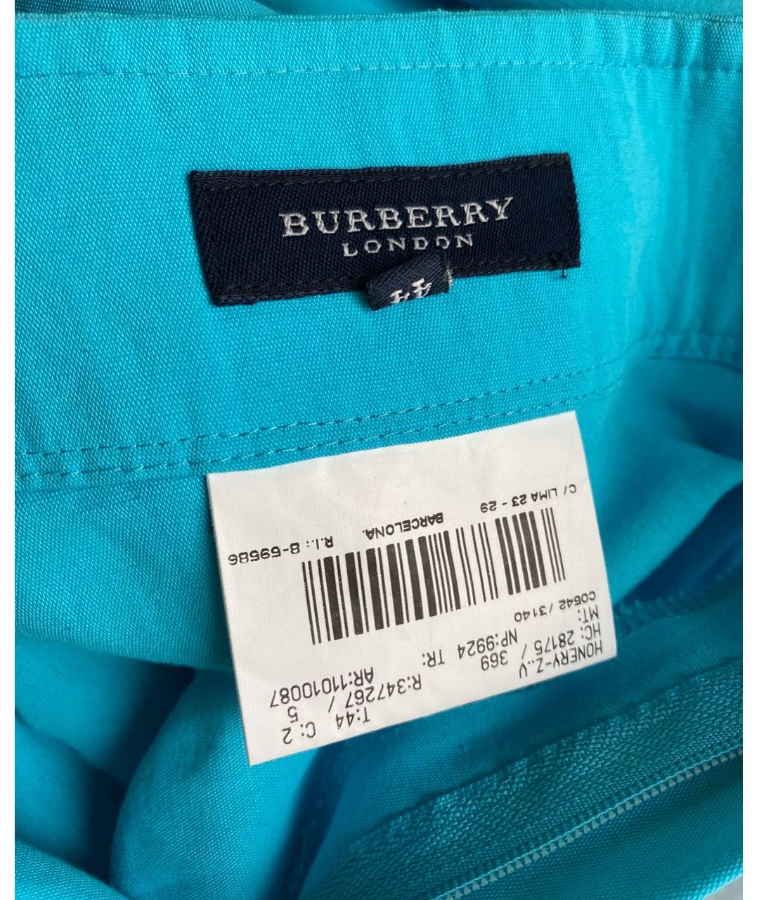 BURBERRY Голубые льняные брюки широкие, фото 3