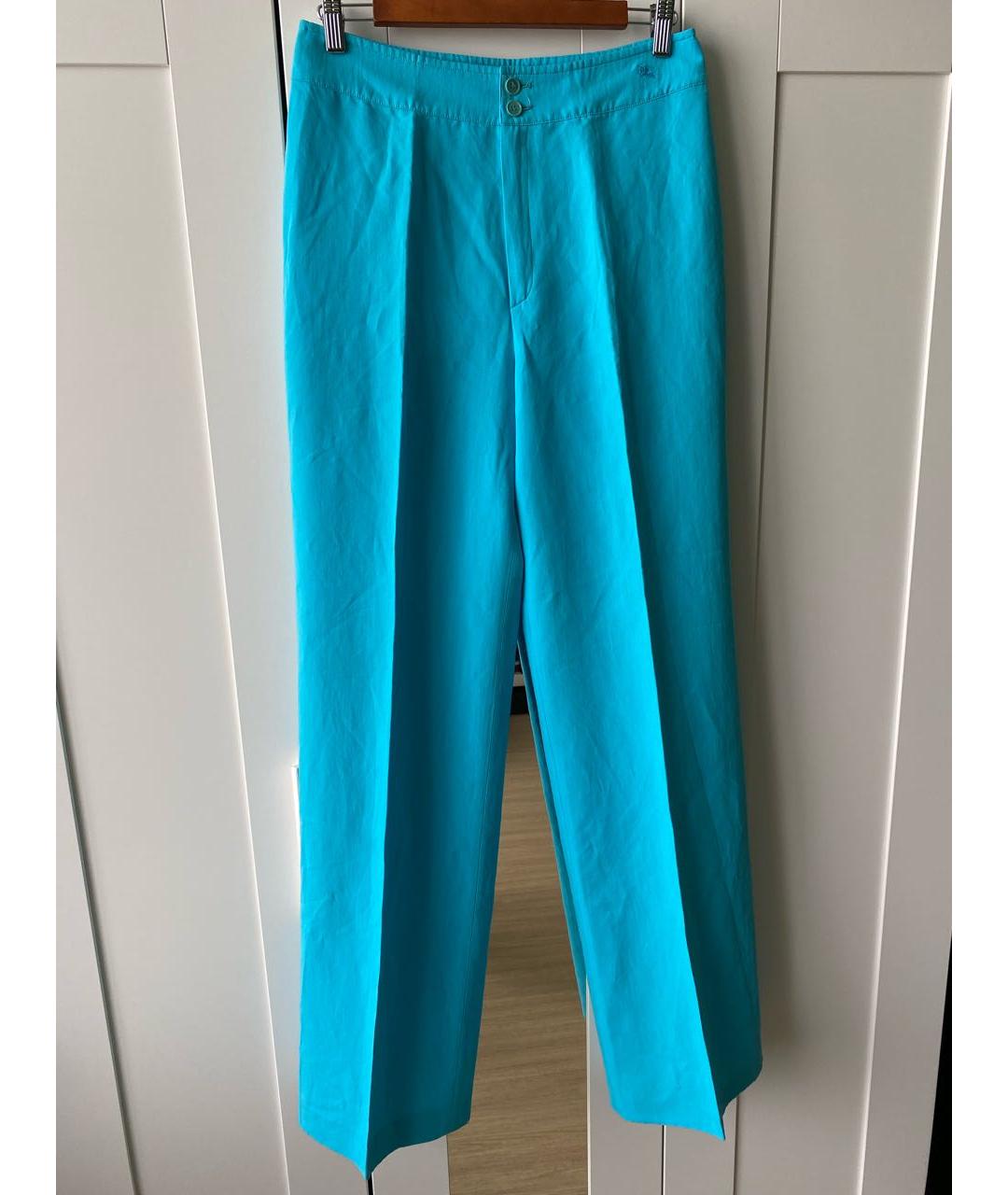 BURBERRY Голубые льняные брюки широкие, фото 7