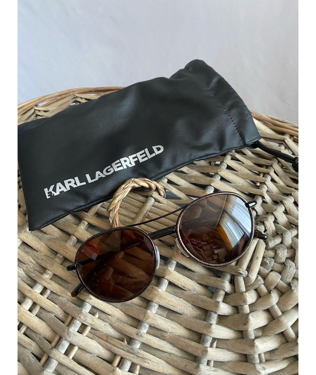 KARL LAGERFELD Коричневые металлические солнцезащитные очки, фото 4