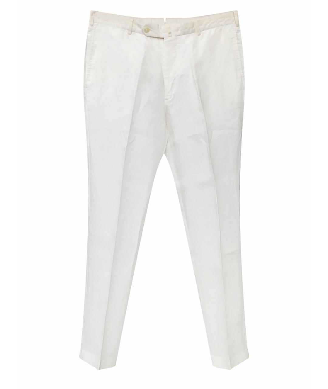ERMENEGILDO ZEGNA Белые льняные повседневные брюки, фото 1