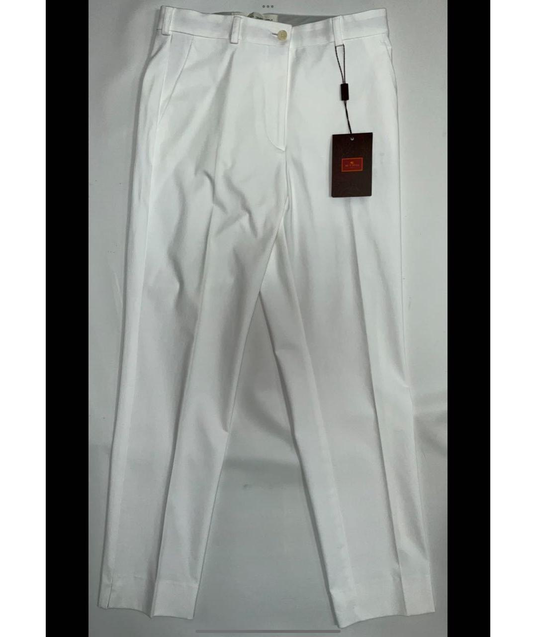 ETRO Белые хлопко-эластановые прямые брюки, фото 7