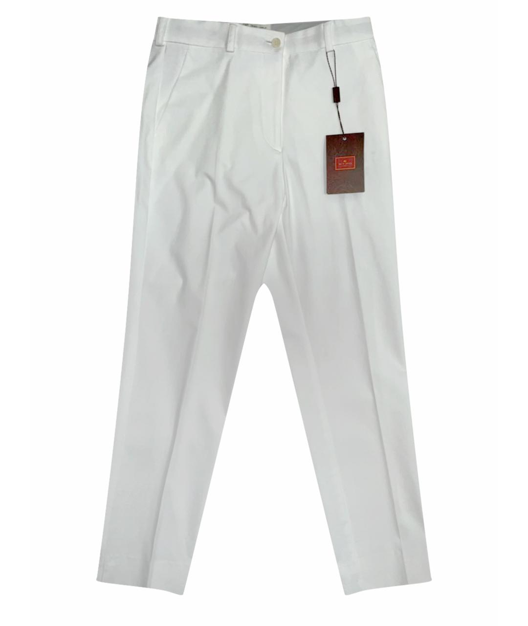 ETRO Белые хлопко-эластановые прямые брюки, фото 1