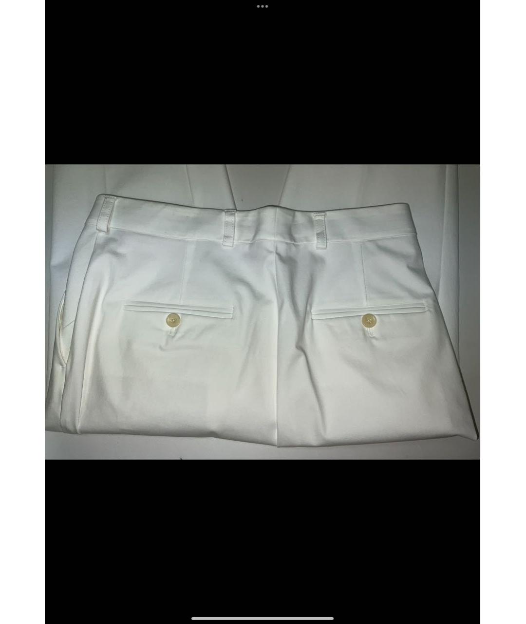 ETRO Белые хлопко-эластановые прямые брюки, фото 3