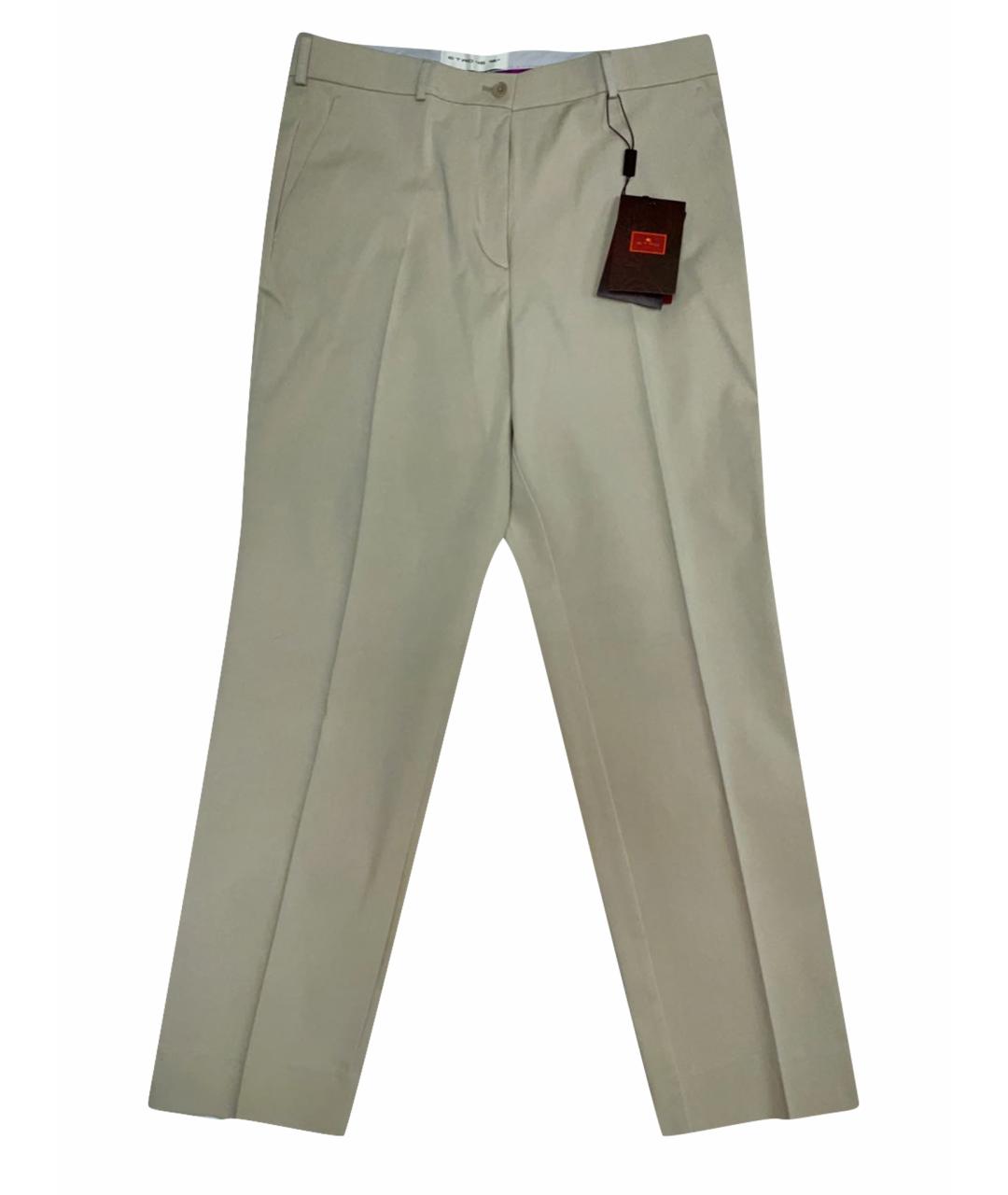 ETRO Бежевые хлопко-эластановые прямые брюки, фото 1