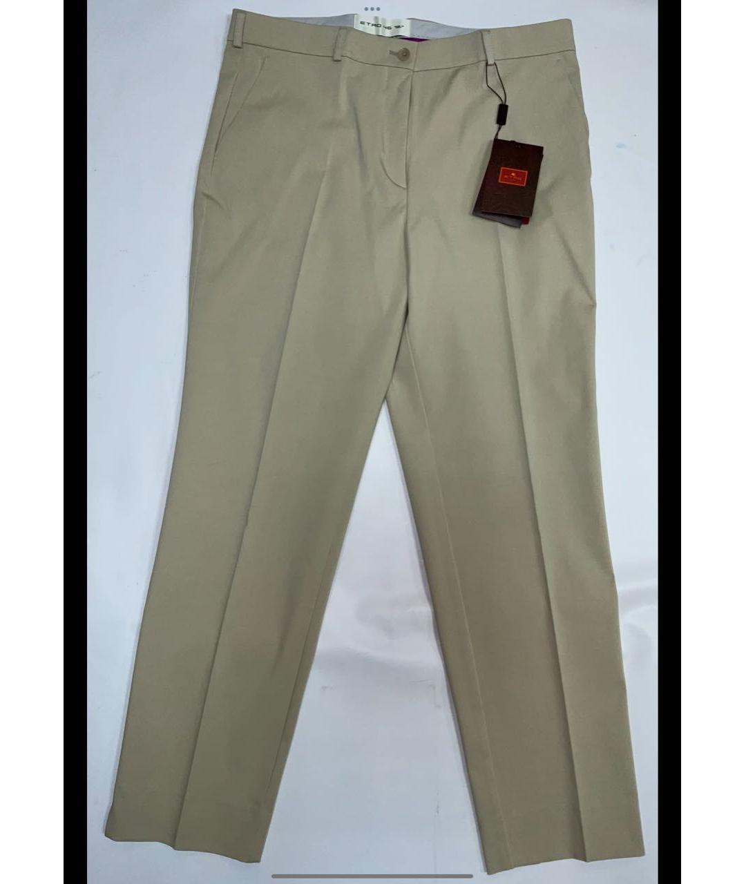 ETRO Бежевые хлопко-эластановые прямые брюки, фото 9