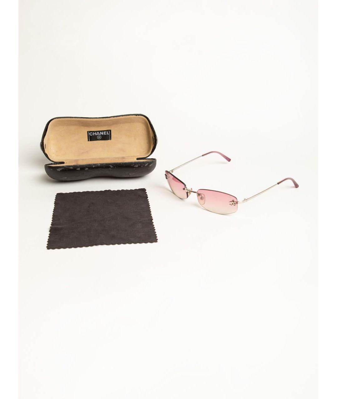 CHANEL Розовые металлические солнцезащитные очки, фото 3