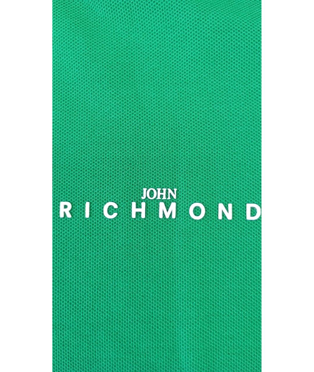 JOHN RICHMOND Зеленые хлопковое поло с коротким рукавом, фото 3