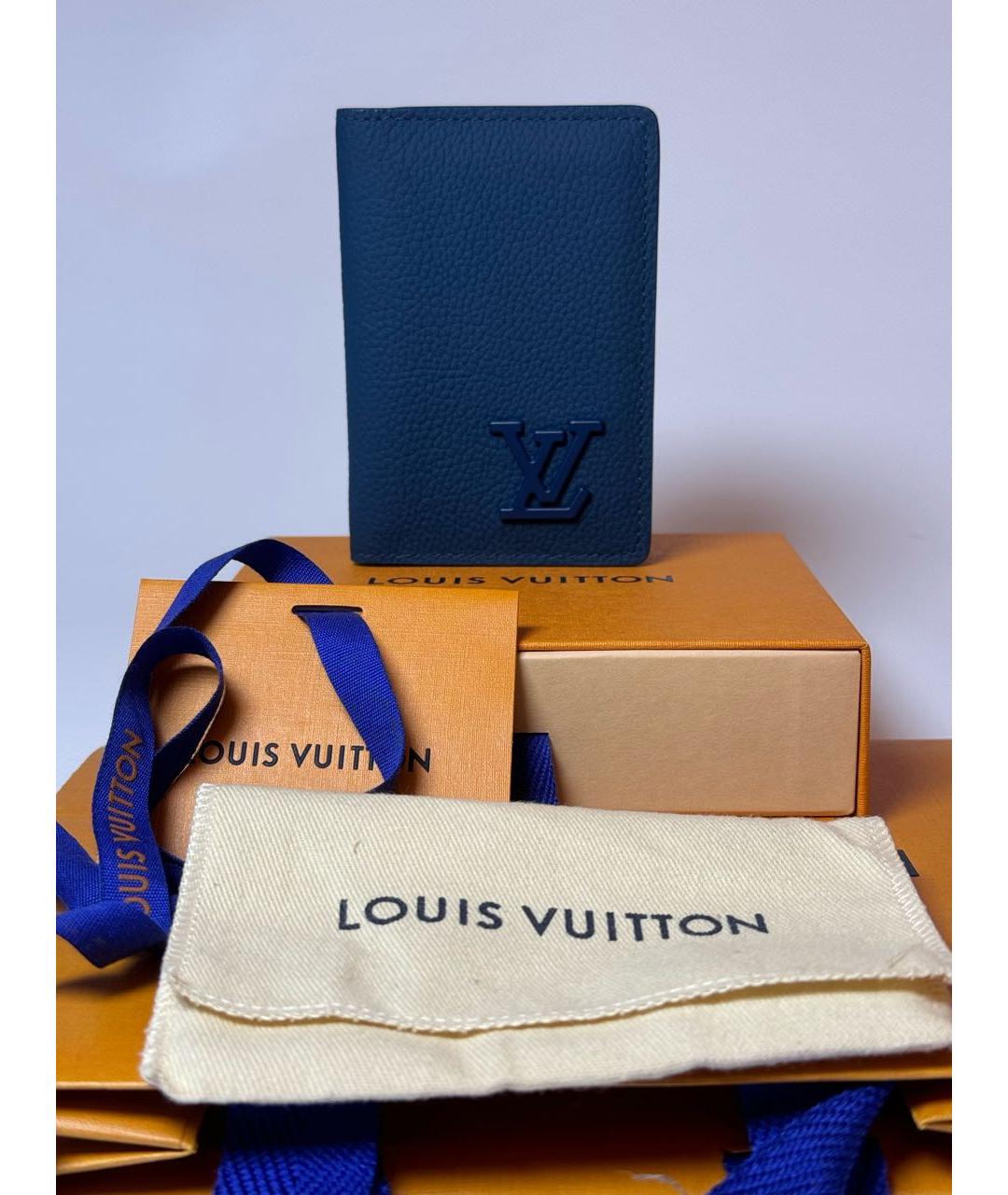 LOUIS VUITTON Синий кожаный кардхолдер, фото 5