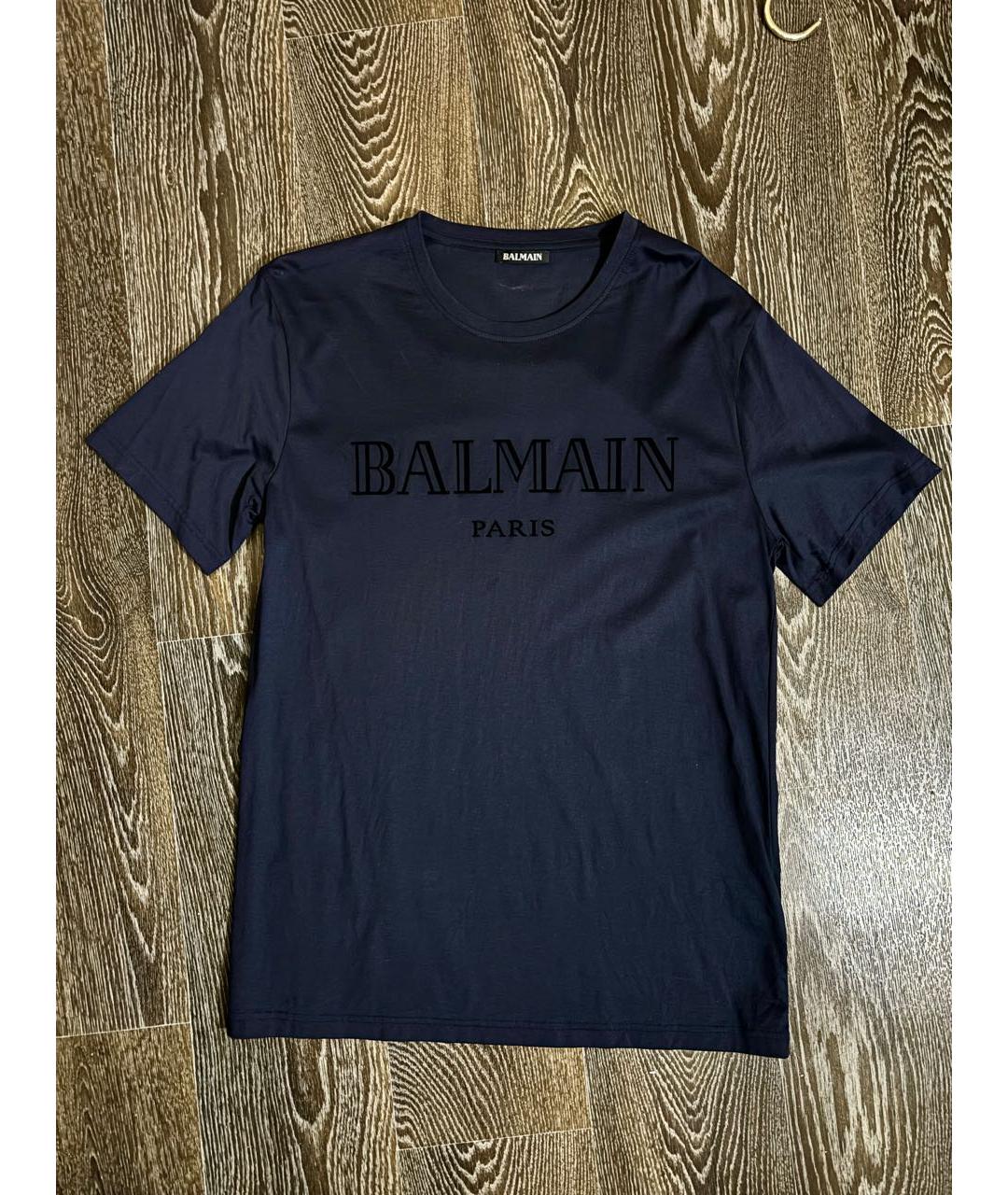BALMAIN Темно-синяя хлопковая футболка, фото 7