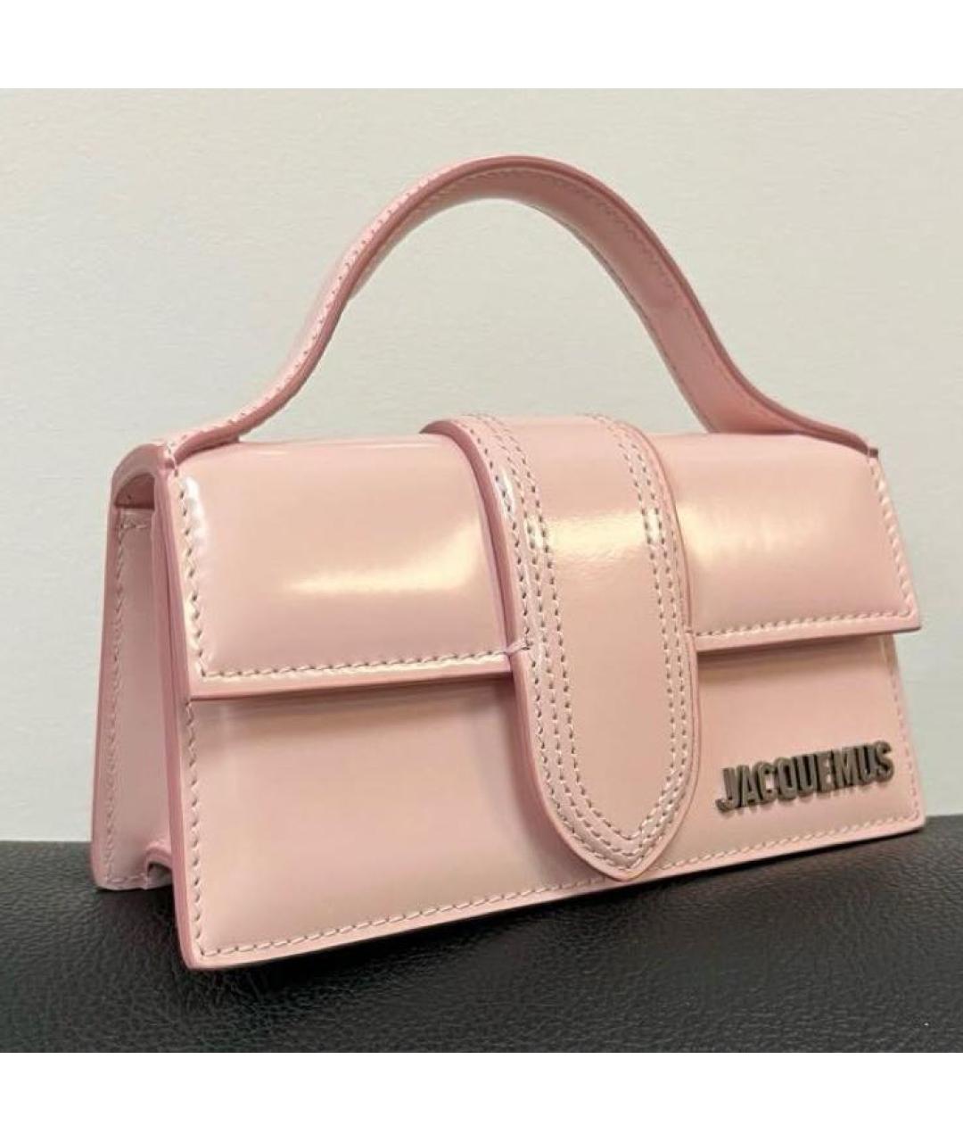 JACQUEMUS Розовая сумка тоут из лакированной кожи, фото 2