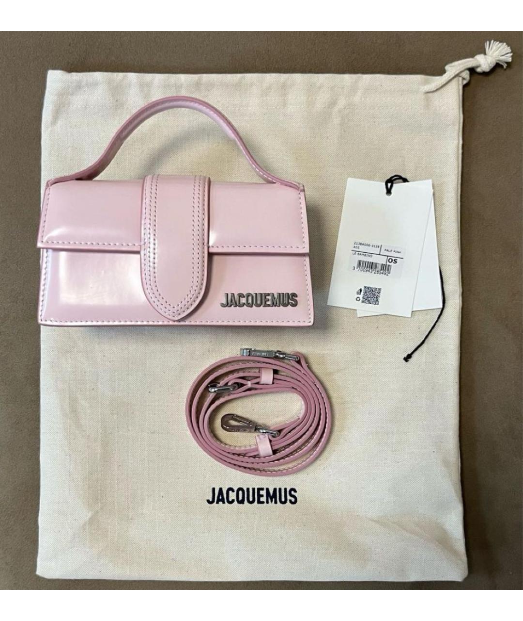 JACQUEMUS Розовая сумка тоут из лакированной кожи, фото 5