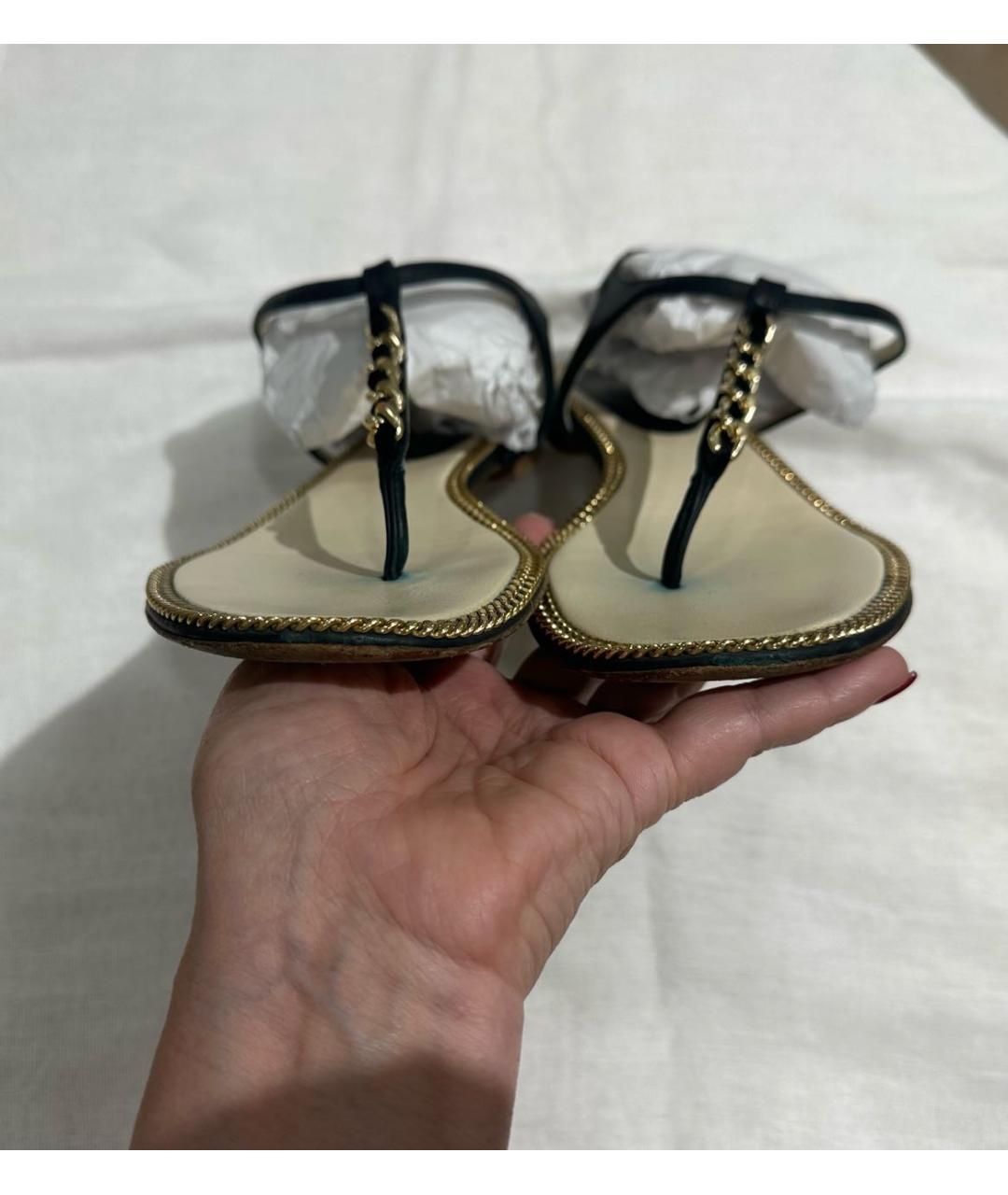 CHANEL Черные кожаные сандалии, фото 7