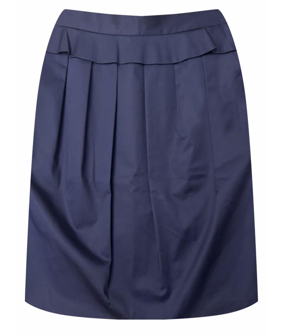 MOSCHINO Темно-синяя хлопко-эластановая юбка миди, фото 1
