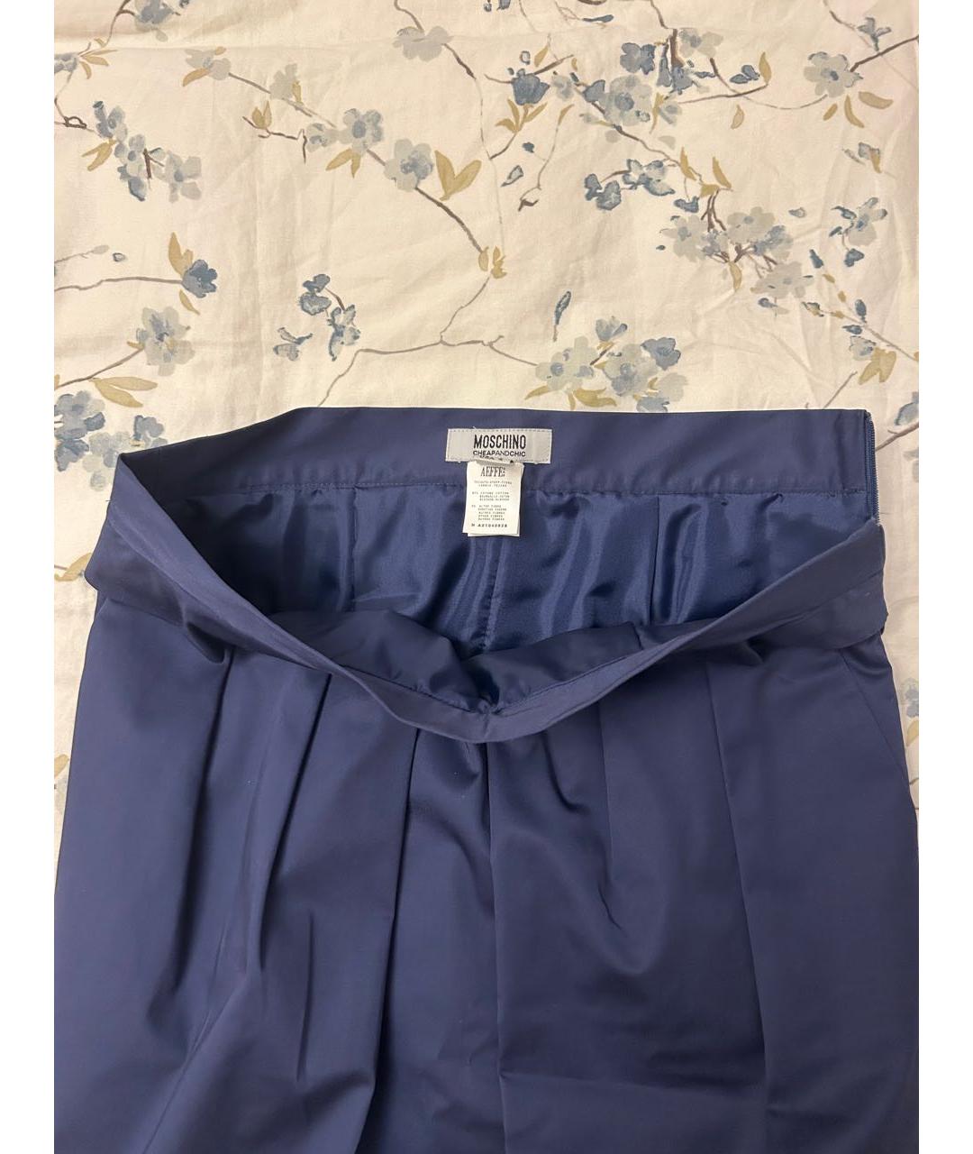 MOSCHINO Темно-синяя хлопко-эластановая юбка миди, фото 3