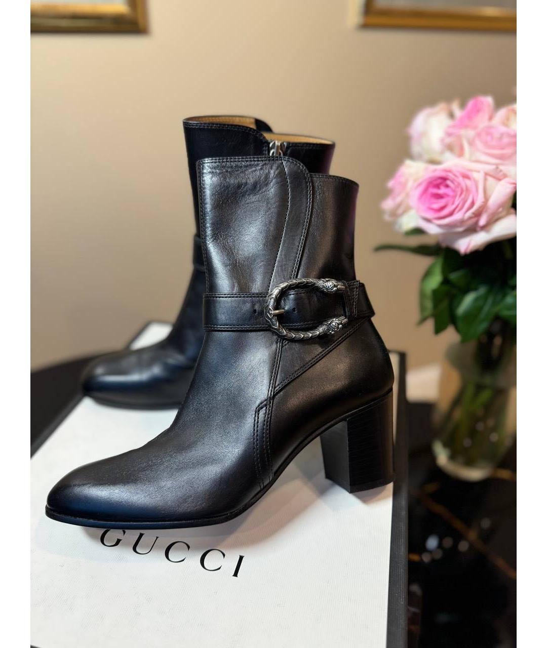 GUCCI Черные кожаные полусапоги, фото 7