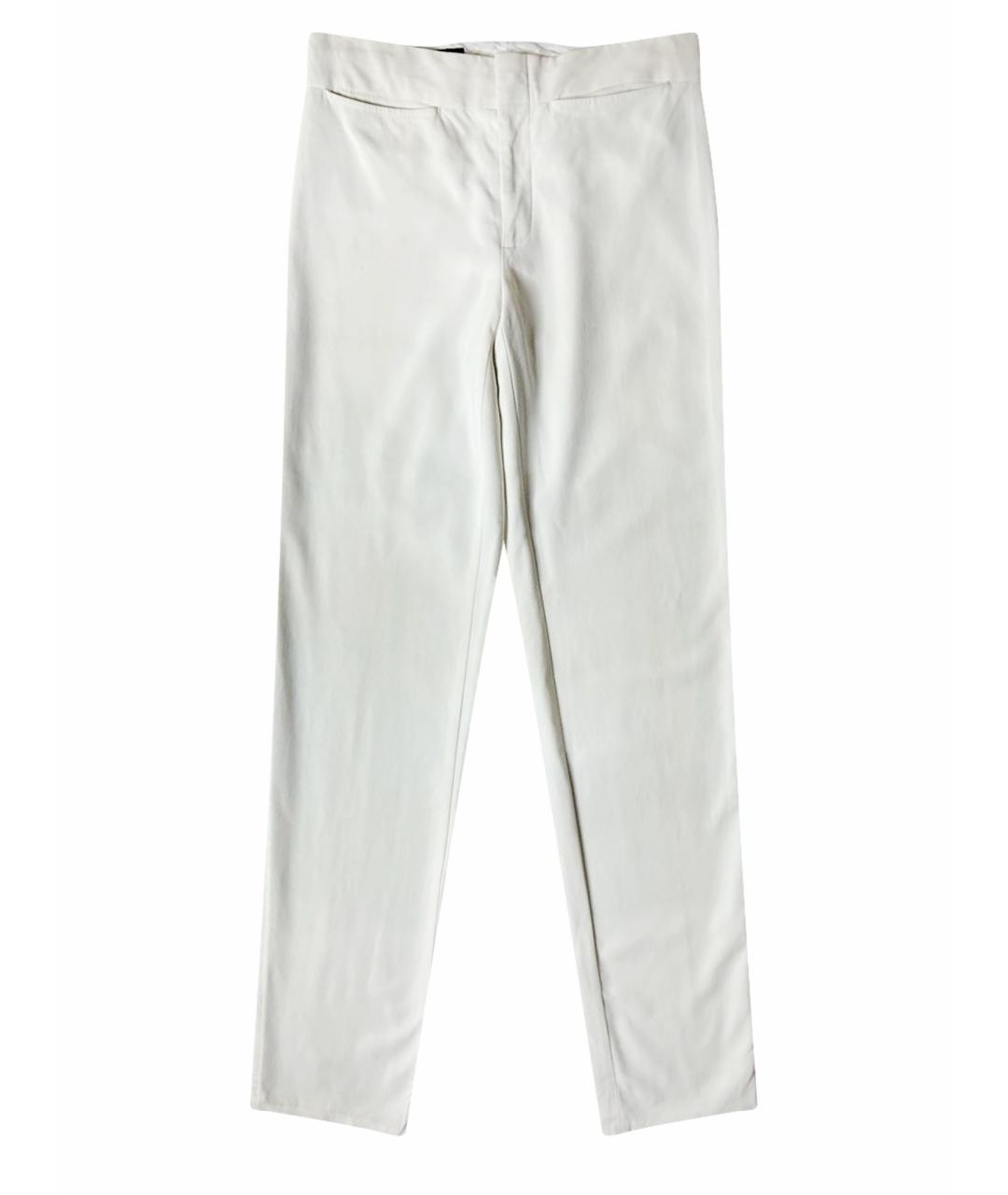 GUCCI Белые хлопко-эластановые прямые брюки, фото 1