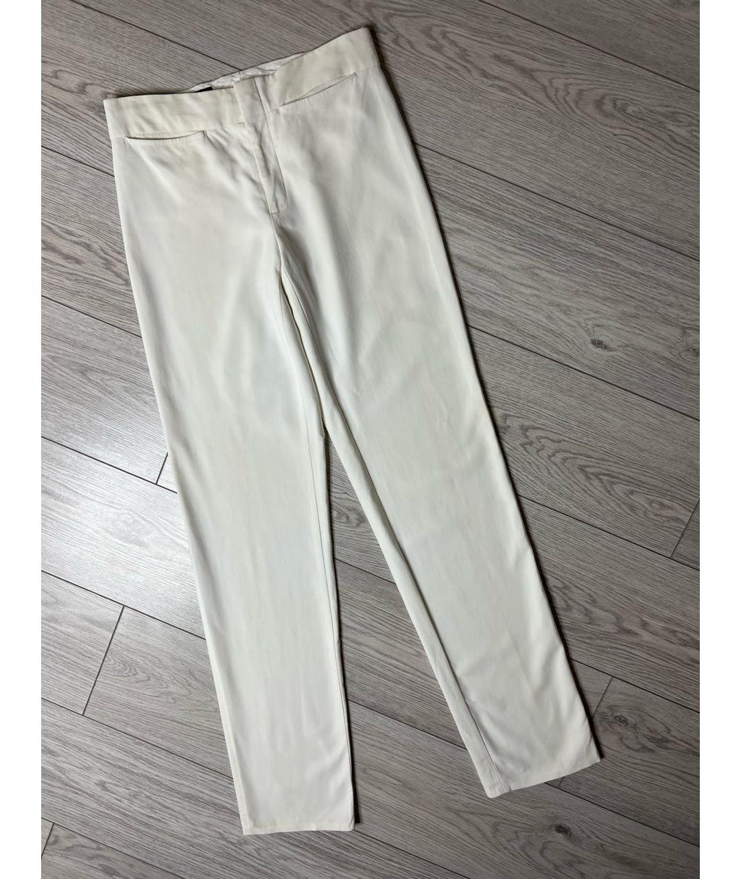 GUCCI Белые хлопко-эластановые прямые брюки, фото 7