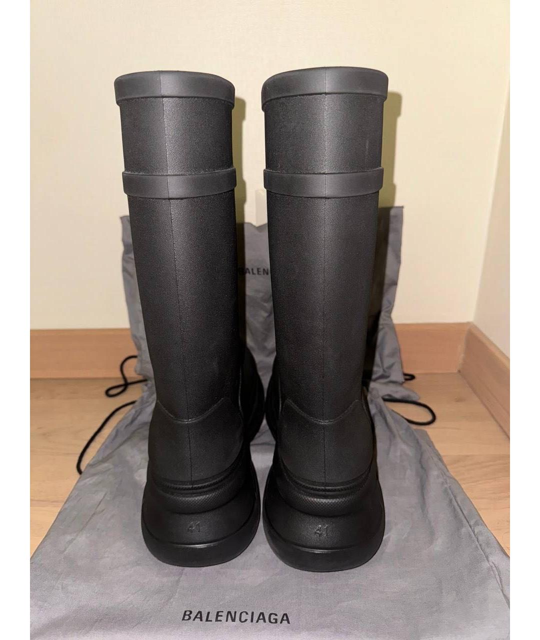 BALENCIAGA Черные резиновые высокие ботинки, фото 3