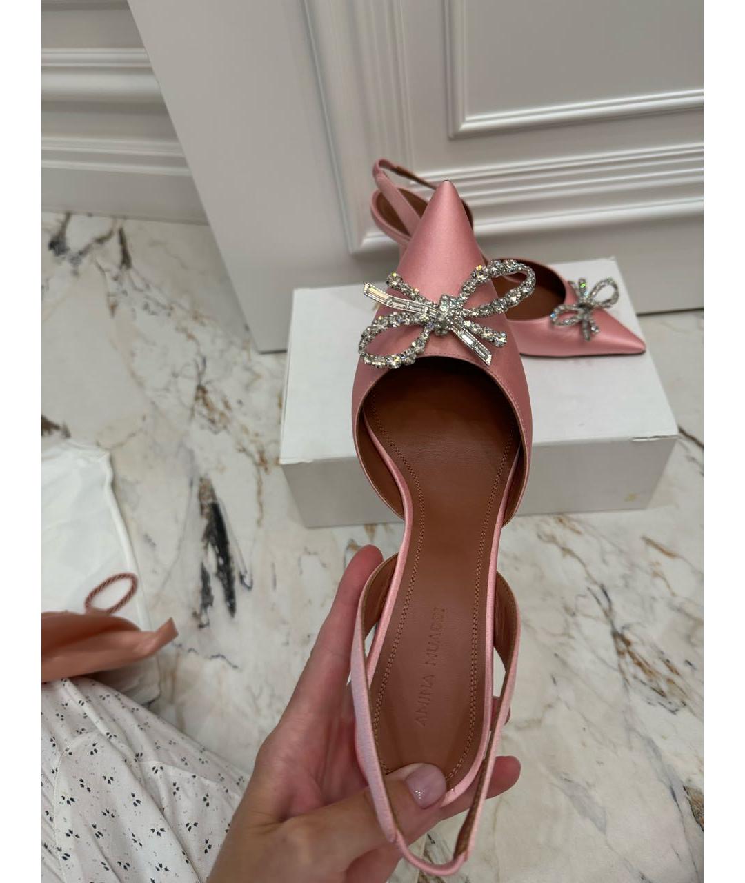 Amina Muaddi Розовые синтетические туфли, фото 4