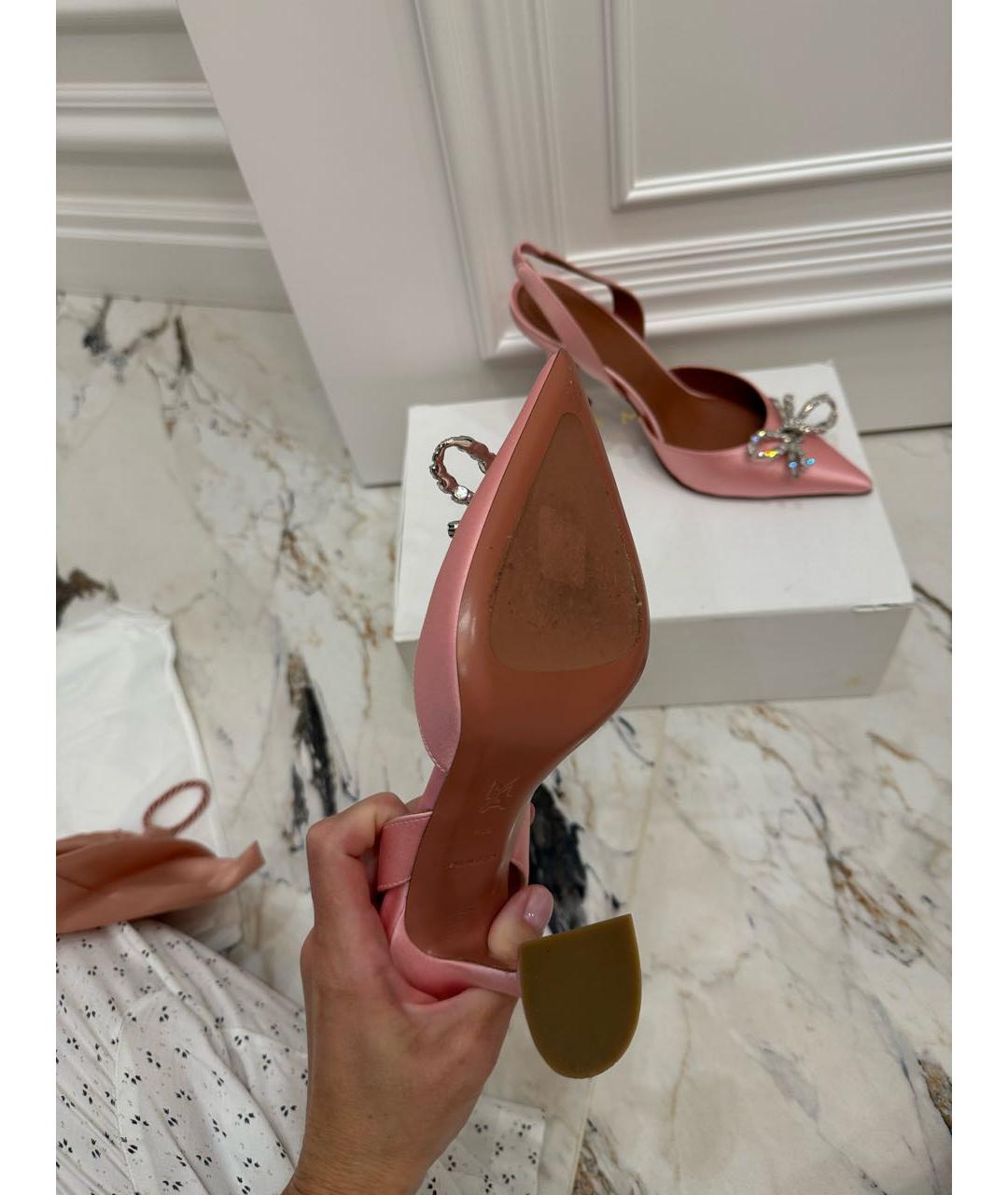 Amina Muaddi Розовые синтетические туфли, фото 5