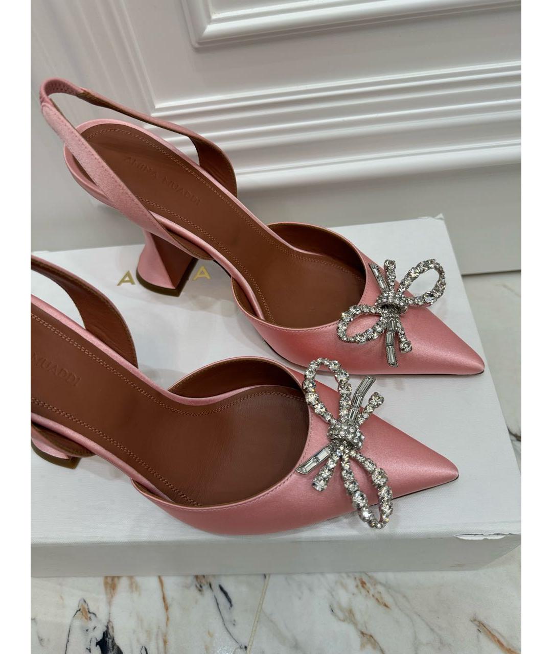 Amina Muaddi Розовые синтетические туфли, фото 3