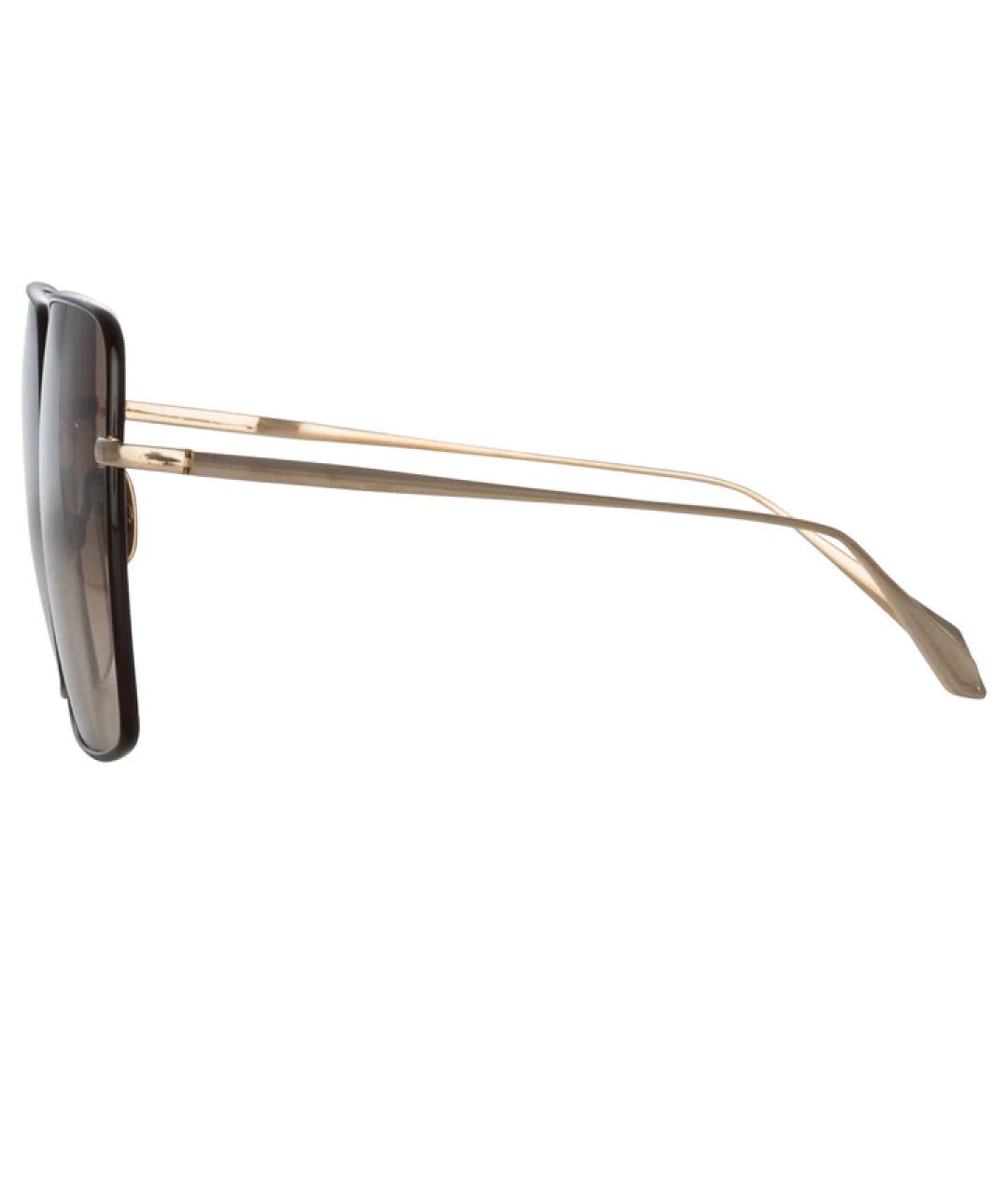LINDA FARROW Коричневые металлические солнцезащитные очки, фото 3