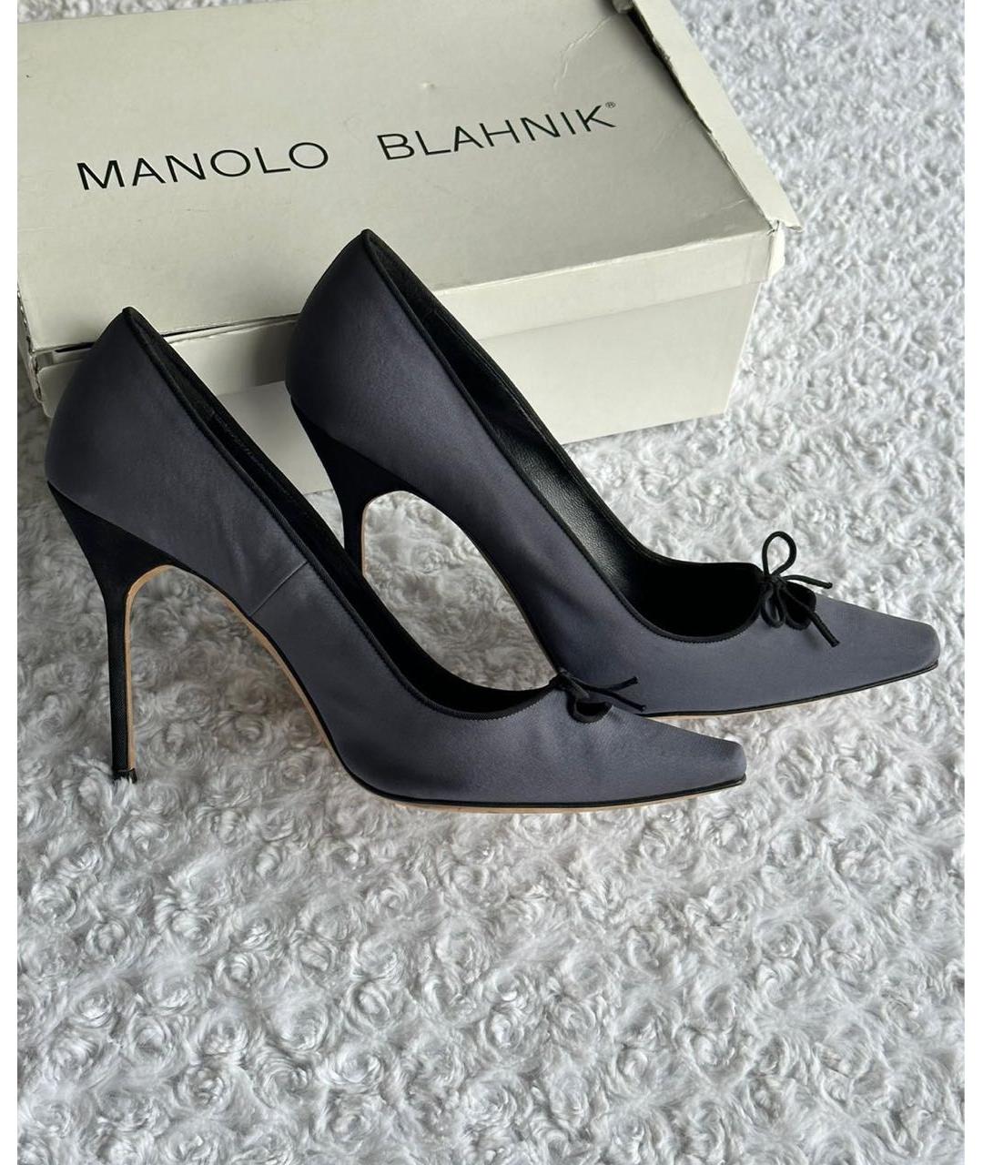 MANOLO BLAHNIK Серые текстильные туфли, фото 9