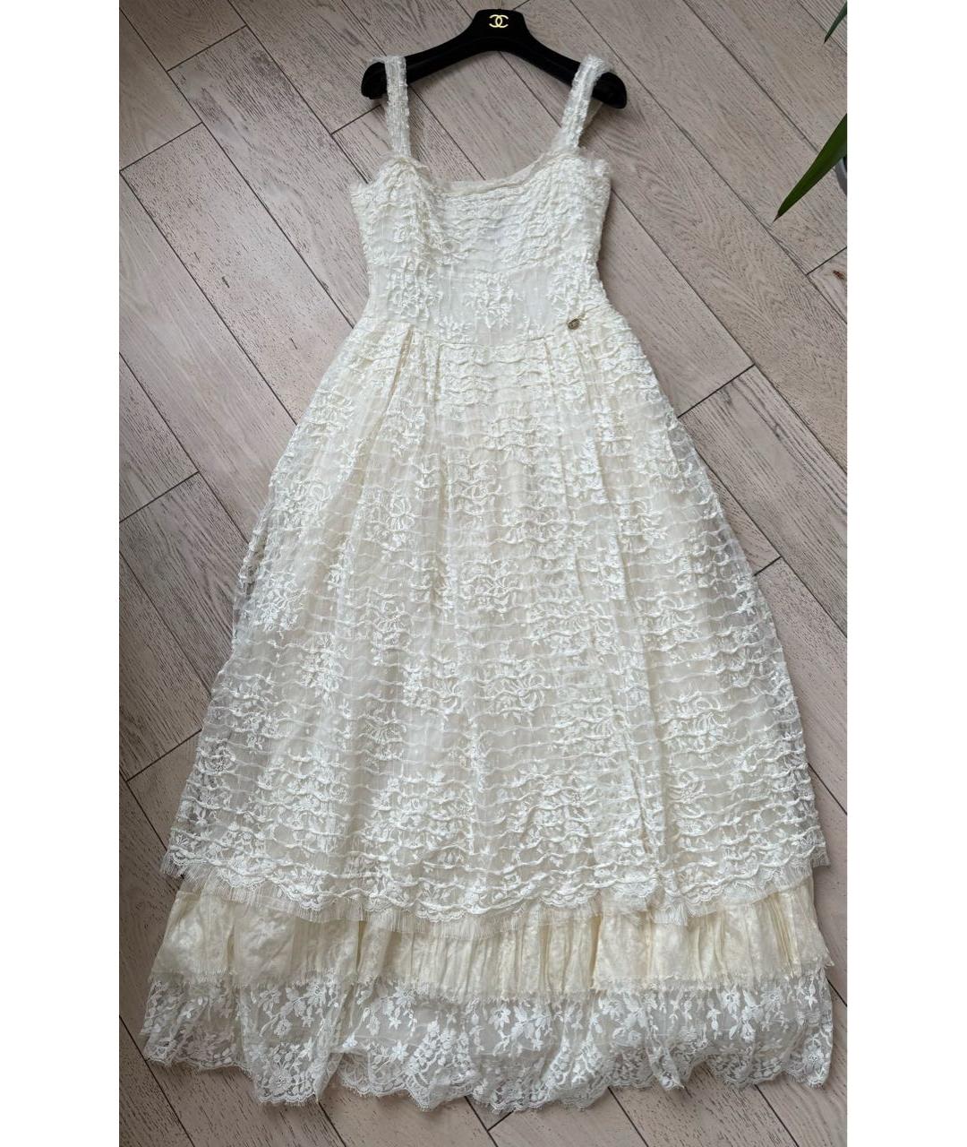 CHANEL Бежевое кружевное коктейльное платье, фото 2